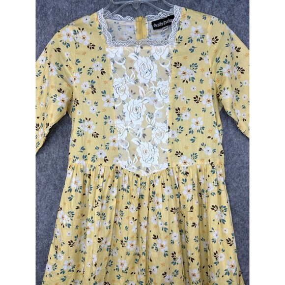 Scarlet Darkness Dress Floral Prairie Pioneer Cottagecore Modest Girls Sz 12-13Y - Picture 2 of 10